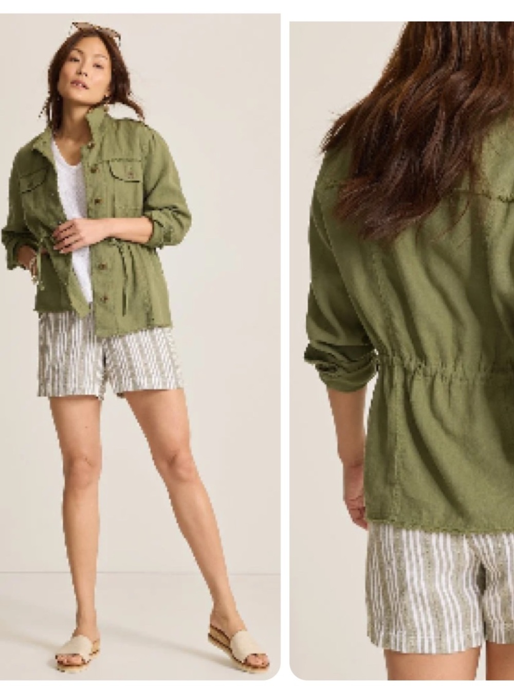 NWOT Tommy Bahama Olive Two Palms Linen Raw-Edge Jacket in Dark Fern Green